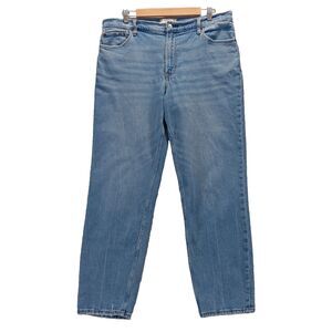 Abercrombie & Fitch Womens Sz 16 The Mom High Rise Distressed Blue Jeans